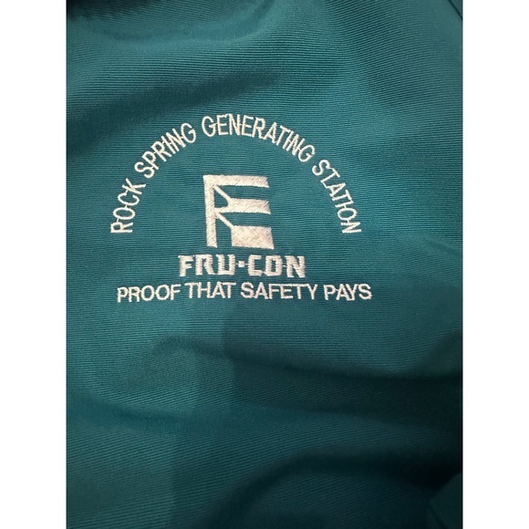 vtg carhartt fleece lined‎ full zip aqua jacket with company logo unsized - Picture 3 of 11